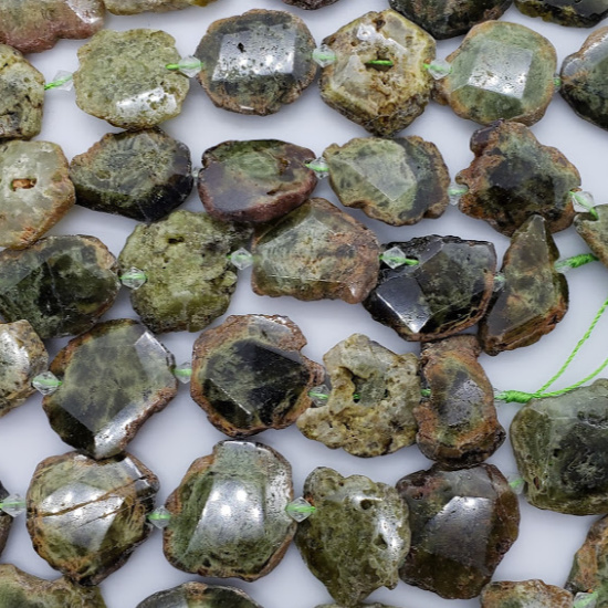Green Garnet Faceted Natural Slabs Gemstone Beads N