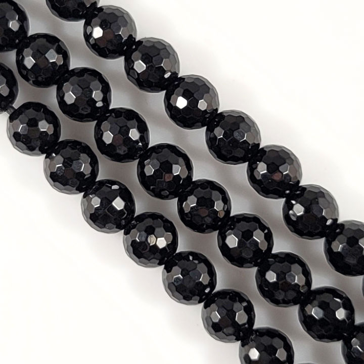 Onyx Faceted Round Big Hole Gemstone Beads (H) Approximate Size 10mm 7. ...