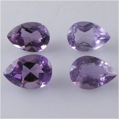 1 Amethyst light faceted pear loose cut gemstone (N) 7 x 10mm CLOSEOUT