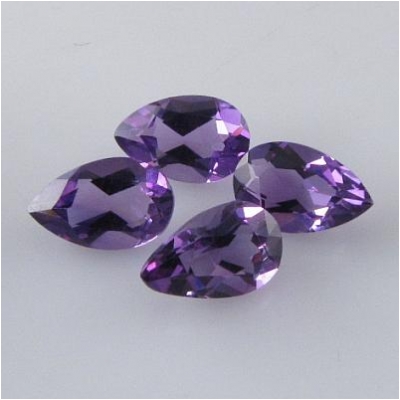 2 Amethyst faceted pear loose cut gemstones (N) 5 x 7mm CLOSEOUT