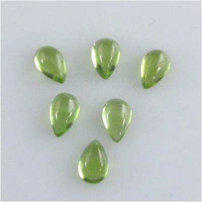 5 Peridot Pear Loose Cut Gemstone Cabochons (N) 3 x 5mm CLOSEOUT