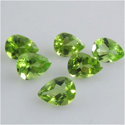 2 Peridot faceted tear drop loose cut gemstones (N) 5 x 7mm CLOSEOUT