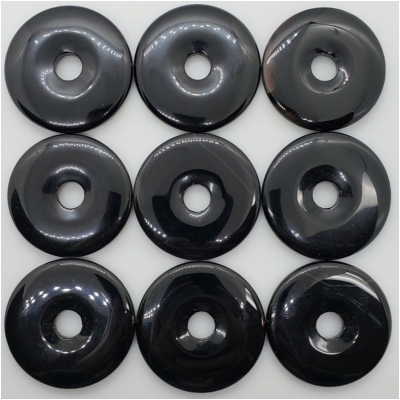 1 Black Agate Donut Gemstone (DH) 48.91 to 49.93mm CLOSEOUT