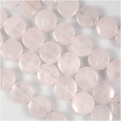 Rose Quartz Coin Gemstone Beads (D) Approximate Size 12mm 8 inches