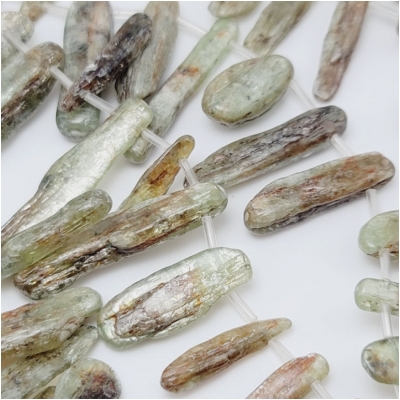 Green Kyanite Top Drilled Stick Gemstone Beads (N) 15 to 32mm