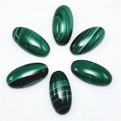 2 Malachite Oval Gemstone Cabochons (N) 5 x 10mm