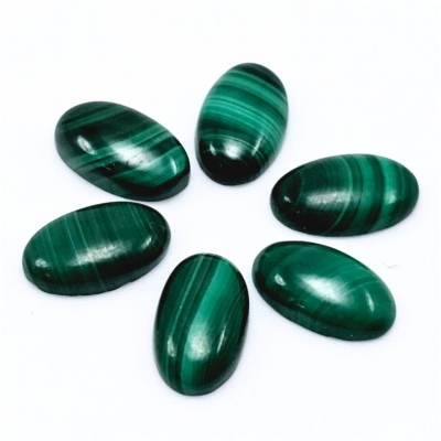 2 Malachite Oval Gemstone Cabochons (N) 6 x 10mm