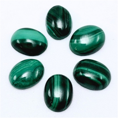 2 Malachite Oval Gemstone Cabochons (N) 6 x 8mm