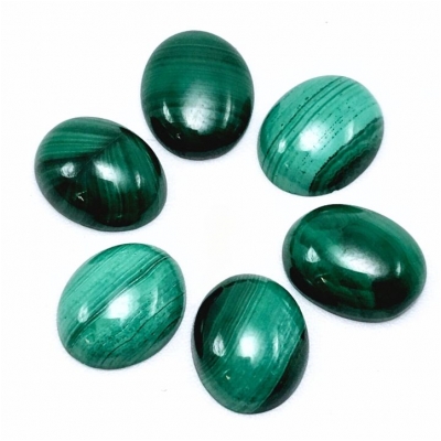 2 Malachite Oval Gemstone Cabochons (N) 8 x 10mm