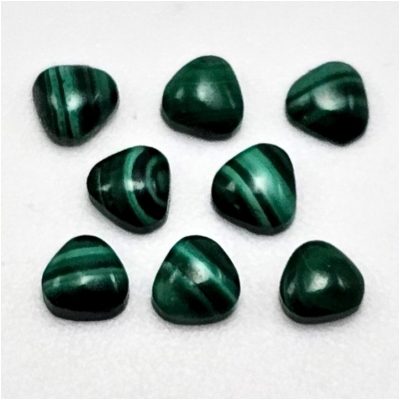 2 Malachite Trillion Gemstone Cabochons (N) 4mm