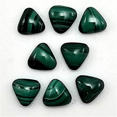 2 Malachite Trillion Gemstone Cabochons (N) 6mm