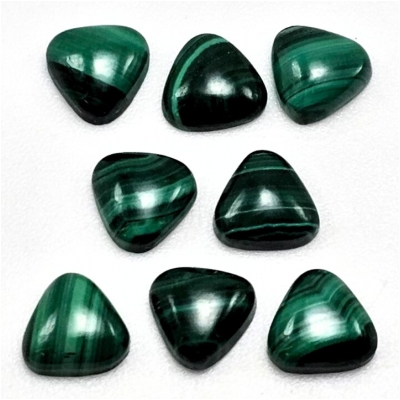 2 Malachite Trillion Gemstone Cabochons (N) 7mm