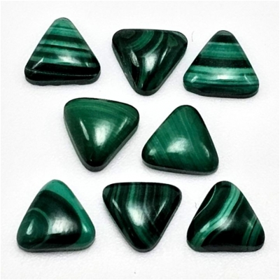 2 Malachite Trillion Gemstone Cabochons (N) 7.5mm