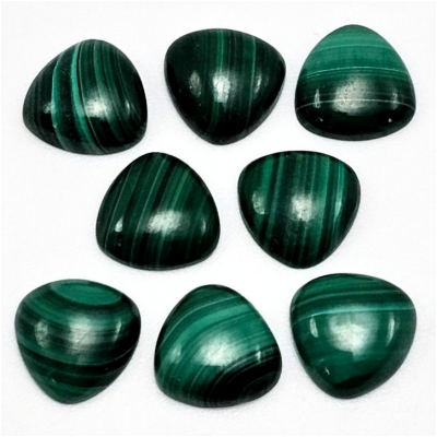 2 Malachite Trillion Gemstone Cabochons (N) 10mm