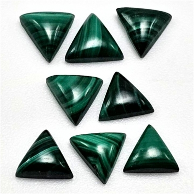 2 Malachite Triangle Gemstone Cabochons (N) 6mm