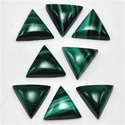 2 Malachite Triangle Gemstone Cabochons (N) 7mm