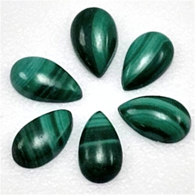 4 Malachite Pear Gemstone Cabochons (N) 3 x 5mm