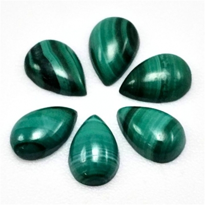 2 Malachite Pear Gemstone Cabochons (N) 4 x 6mm