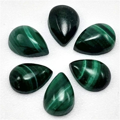 2 Malachite Pear Gemstone Cabochons (N) 5 x 7mm