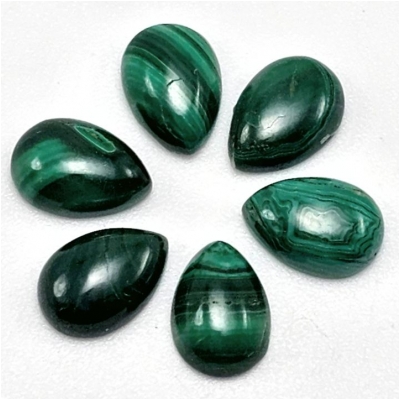 1 Malachite Pear Gemstone Cabochon (N) 7 x 10mm