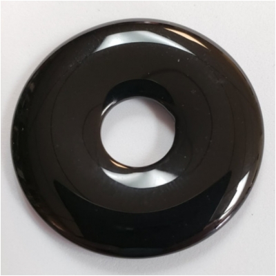 1 Black Agate Donut Gemstone (DH) 34.59 to 34.97mm CLOSEOUT