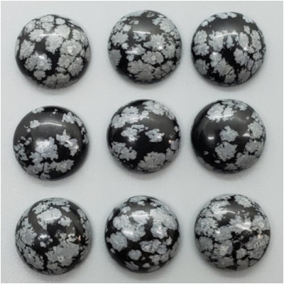 3 Snowflake Obsidian Round Cabochon Gemstone (N) 13.89 to 14.09mm CLOSEOUT