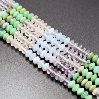 Multistone Saucer Gemstone Beads (N) Approximate size 6mm 16.25 inches