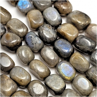 Labradorite Tumbled Nugget Gemstone Beads (N) 5.75 x 8.3mm to 8.5 x 10.8mm 15.5 inches