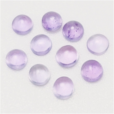 10 Amethyst Light 3mm Round Gemstone Loose Cut Cabochon (N)