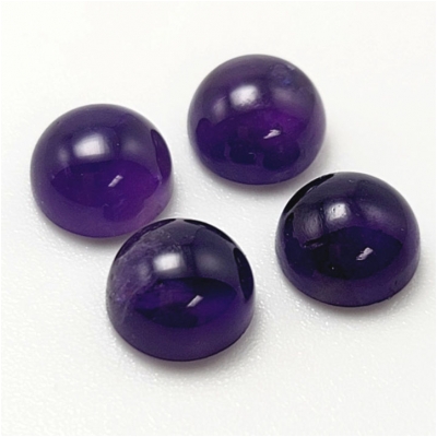 2 Amethyst 7.5mm Round Gemstone Loose Cut Cabochon (N)