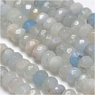 Aquamarine 5mm Hand Faceted Rondelle Gemstone Beads (N) 16 inches