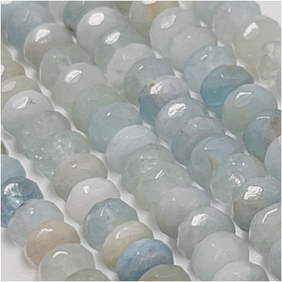 Aquamarine 6mm Multi Hand Faceted Rondelle Gemstone Beads (H) 15.75 inches