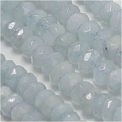 Aquamarine 6mm Blue Hand Faceted Rondelle Gemstone Beads (H) 15.75 inches