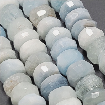 Aquamarine 13mm Hand Faceted Wheel Gemstone Beads (H) 15.5 inches