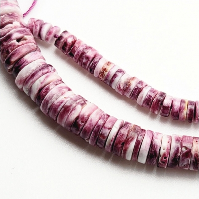 Spiny Oyster Shell Graduated Purple Heishi AA Beads (N) Approximate size 4.6 to 9.5mm 22.5 inches