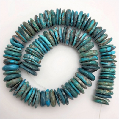 Hubei Turquoise Center Drilled Disc Gemstone Beads (S) Approximate size 15.75 to 21.65mm 16.25 inches