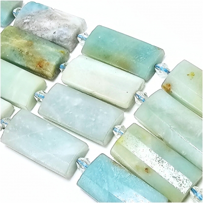 Amazonite 13 x 27mm Faceted Rectangle Gemstone Beads (N) 15 inches