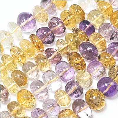 Amethyst Quartz and Citrine AA 10mm Rondelle Gemstone Beads (NH) 16 inches