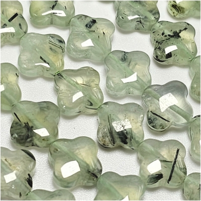 Prehnite 12mm Puff Flower Shape Gemstone Beads (N) 16 inches