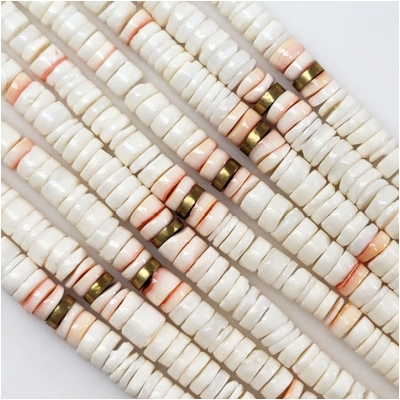 Mixed Shell Graduated Heishi Beads (N) Approximate Size 3.5 to 7.6mm 16inches