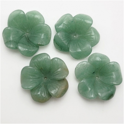 Aventurine 28mm Carved Flower Gemstone Center Hole (N)