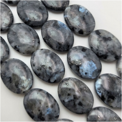 Larvikite Black Labradorite 15 x 20mm Oval Gemstone Beads (N) 15.75 inches