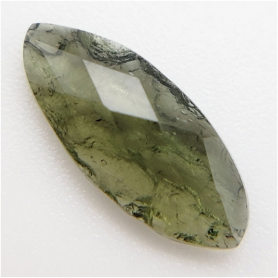 1 Moldavite Faceted Marquis Raw Back Loose Gemstone Tektite (N)  6.7 x 15.7mm