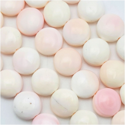 Pink Conch Shell Puff Coin Beads (N) 12mm