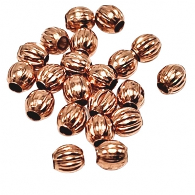100 Copper 3.2mm Corrugated Round Metal Beads (N)