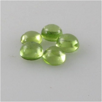 5 Peridot plain round cabochon loose cut gemstones (N) 3.6 to 4.7mm CLOSEOUT