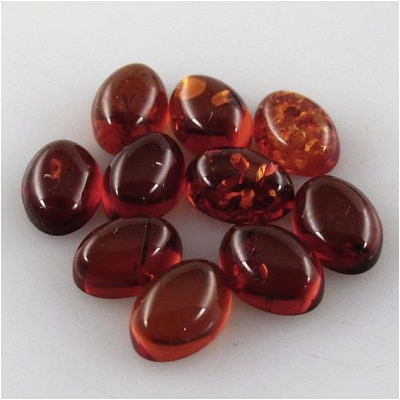 10 Amber Baltic oval loose cut cabochon gemstones (H) 5 x 7mm CLOSEOUT