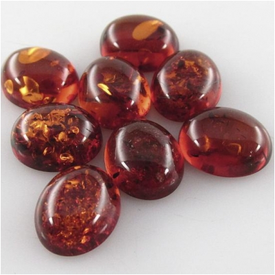 4 Amber Baltic oval loose cut cabochon gemstones (H) 9 x 11mm CLOSEOUT