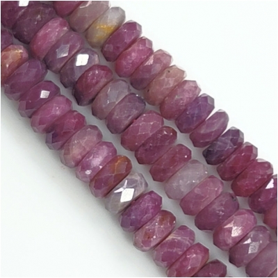 Ruby Wheel Faceted Tyre Gemstone Beads (W) 12mm