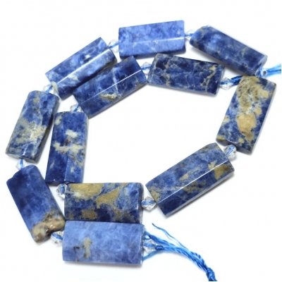 Sodalite Faceted Rectangle Gemstone Beads (N) 14 x 28mm 16 inches